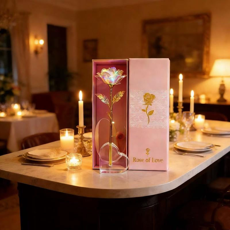 Valentine'S Day Rose Gifts for Her, Birthday Gifts for Women, Galaxy Rose Glass Forever Flowers with Heart-Shaped Base, Eternal Crystal Roses, Valentine Gifts for Grandma Wife Sister Girlfriend