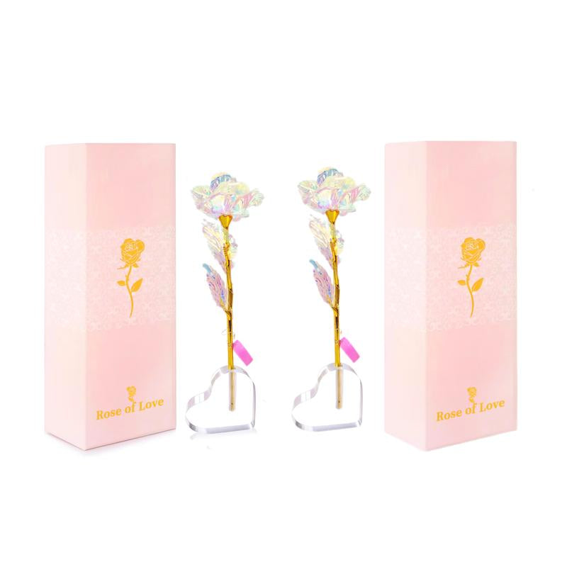 Valentine'S Day Rose Gifts for Her, Birthday Gifts for Women, Galaxy Rose Glass Forever Flowers with Heart-Shaped Base, Eternal Crystal Roses, Valentine Gifts for Grandma Wife Sister Girlfriend