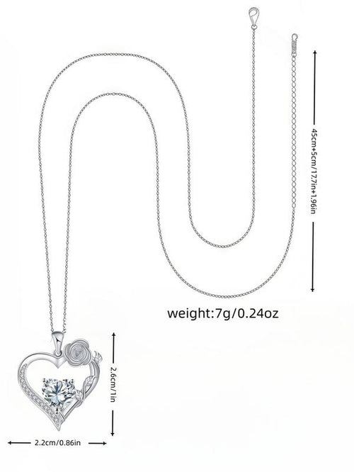 "Heart-Bracelet of Love and Faith" Rose Lover Fashion High-End Heart-Shaped Gemstone Necklace, Paired with the Everlasting Flower Bear Gift Box. Suitable as Valentine'S Day Gift, Anniversary Gift, Birthday Gift, or Christmas Bestseller.