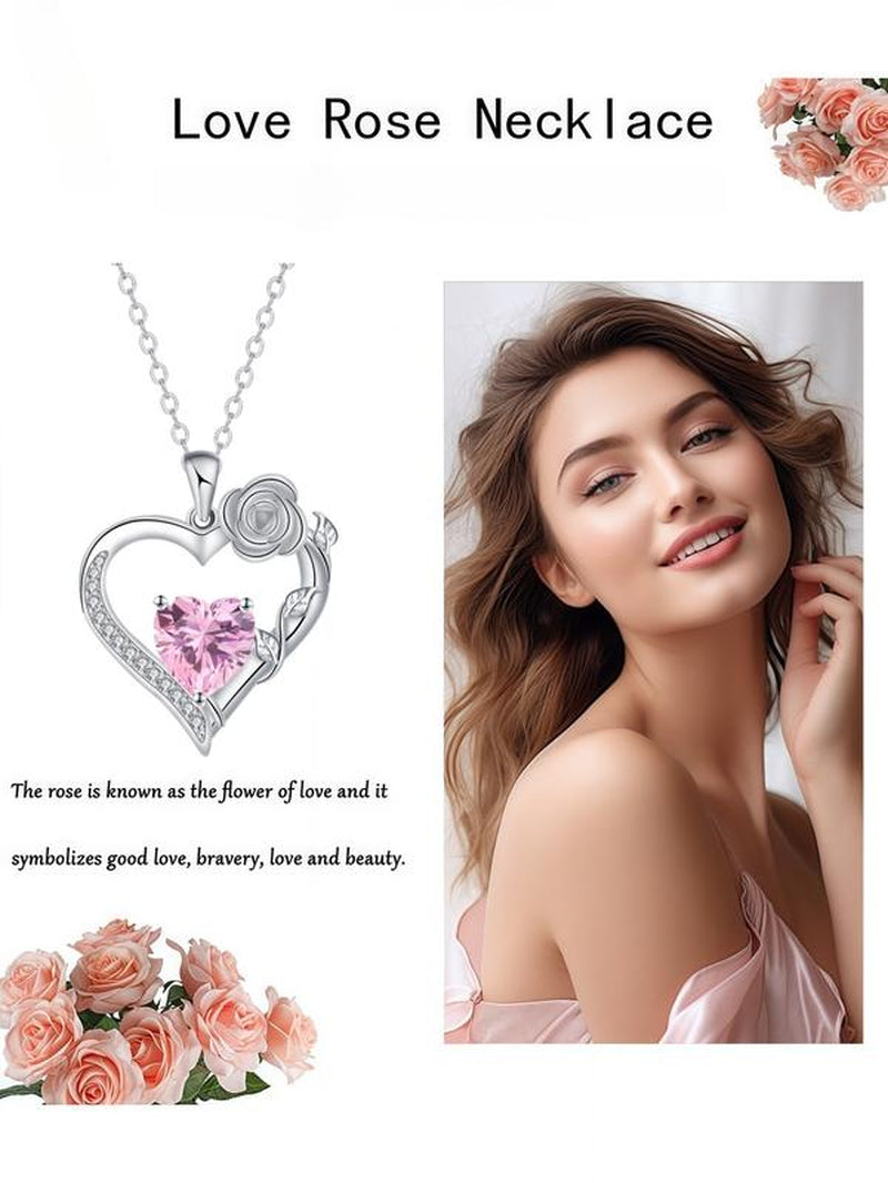 "Heart-Bracelet of Love and Faith" Rose Lover Fashion High-End Heart-Shaped Gemstone Necklace, Paired with the Everlasting Flower Bear Gift Box. Suitable as Valentine'S Day Gift, Anniversary Gift, Birthday Gift, or Christmas Bestseller.