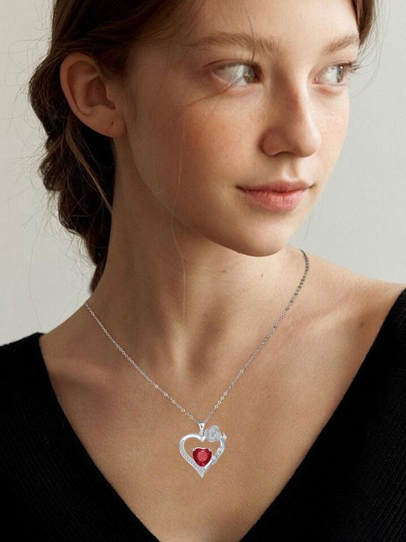 "Heart-Bracelet of Love and Faith" Rose Lover Fashion High-End Heart-Shaped Gemstone Necklace, Paired with the Everlasting Flower Bear Gift Box. Suitable as Valentine'S Day Gift, Anniversary Gift, Birthday Gift, or Christmas Bestseller.