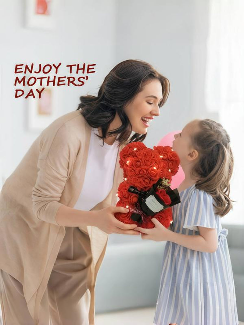 "Heart-Bracelet of Love and Faith" Rose Lover Fashion High-End Heart-Shaped Gemstone Necklace, Paired with the Everlasting Flower Bear Gift Box. Suitable as Valentine'S Day Gift, Anniversary Gift, Birthday Gift, or Christmas Bestseller.